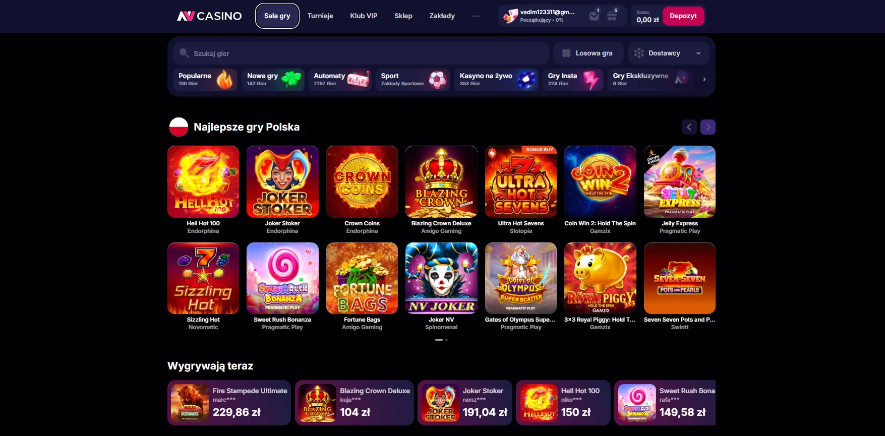 Dostawcy gier w Casino NV